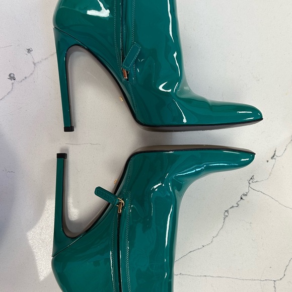 Gucci Turquoise Patent Leather Heeled Boots - Picture 2 of 7